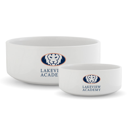  Ceramic Dog Bowl - Lakeview Academy w Oval Lion Stacked