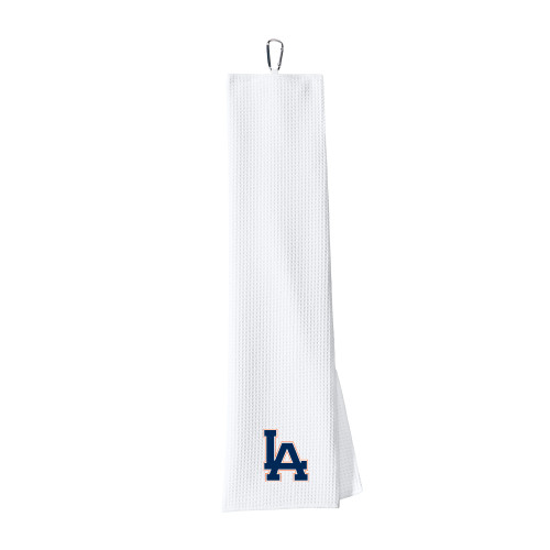  White Waffle Microfiber Golf Towel - LA Monogram
