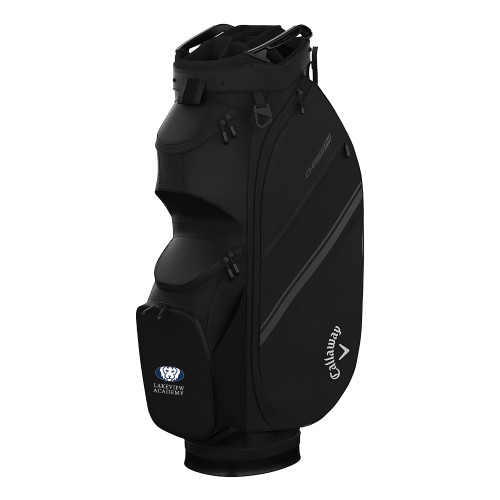  Callaway Chase 14 Black Cart Golf Bag - Lakeview Academy w Oval Lion Stacked