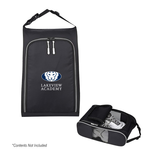  Crosstown Side Mesh Black Shoe Bag - Lakeview Academy w Oval Lion Stacked
