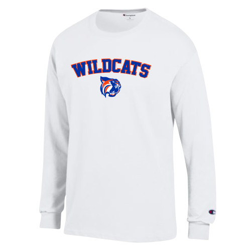  Champion White Long Sleeve T Shirt - Arched Wildcats
