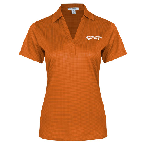  Womens Orange Performance Fine Jacquard Polo - Arched Louisiana Christian University