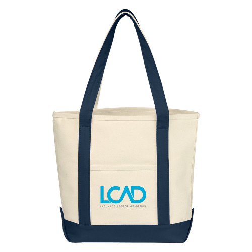  Cotton Canvas Natural/Navy Tote Bag - Full Mark