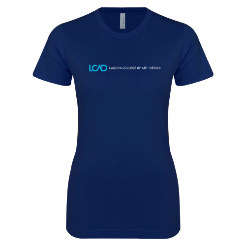  Next Level Womens Navy Boyfriend Tee - Centered Lock Up