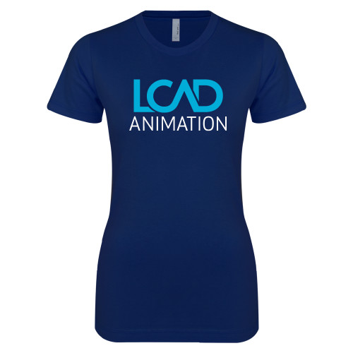  Next Level Womens Navy Boyfriend Tee - Animation
