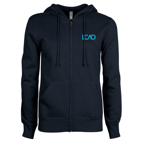  ENZA Womens Navy Fleece Full Zip Hoodie - Primary Mark