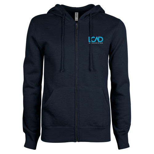  ENZA Womens Navy Fleece Full Zip Hoodie - Full Mark
