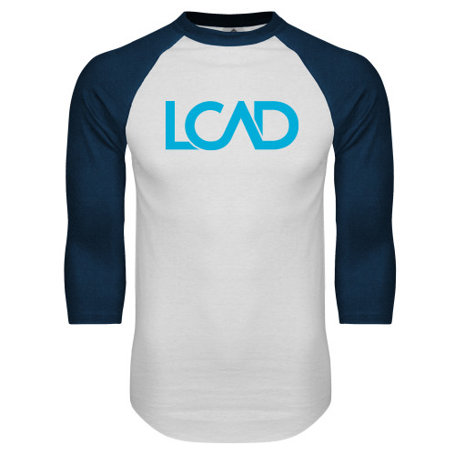  White/Navy Raglan Baseball T Shirt - Primary Mark