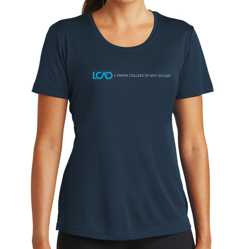  Womens Navy Performance Tee - Centered Lock Up