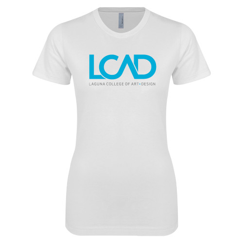  Next Level Womens White Boyfriend Tee - Full Mark