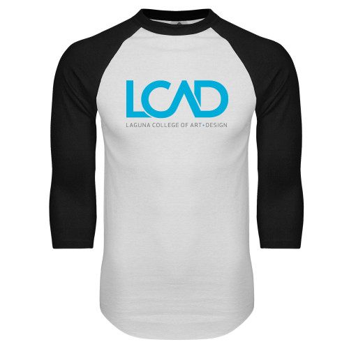  White/Black Raglan Baseball T Shirt - Full Mark