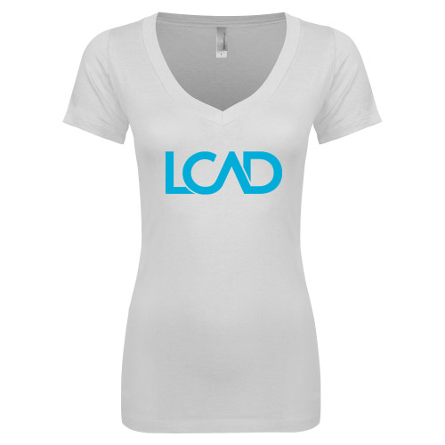  Next Level Womens White Ideal V Tee - Primary Mark