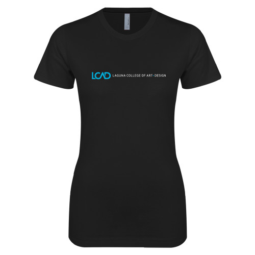  Next Level Womens Black Boyfriend Tee - Centered Lock Up