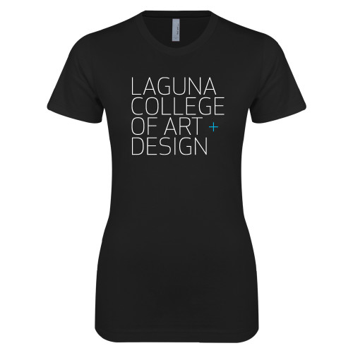  Next Level Womens Black Boyfriend Tee - Wordmark Stacked