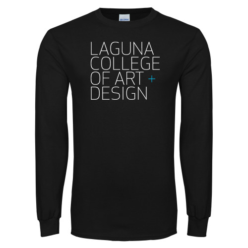  Black Long Sleeve T Shirt - Wordmark Stacked