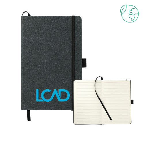  5.5 x 8.5 Black FSC Mix Recycled Leather Bound Journal - Primary Mark