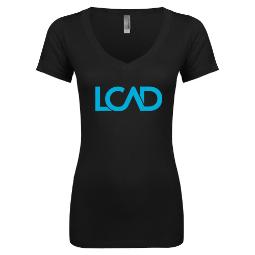  Next Level Womens Black Ideal V Tee - Primary Mark