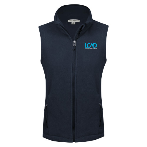  Womens Navy Fleece Full Zip Vest - Full Mark