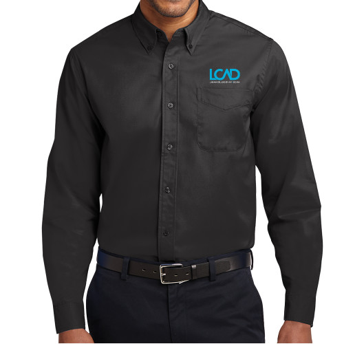  Black Twill Button Down Long Sleeve - Full Mark