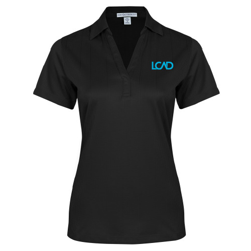  Womens Black Performance Fine Jacquard Polo - Primary Mark