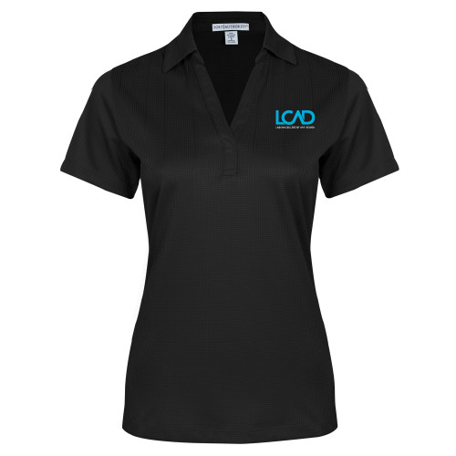  Womens Black Performance Fine Jacquard Polo - Full Mark