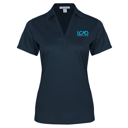  Womens Navy Performance Fine Jacquard Polo - Full Mark