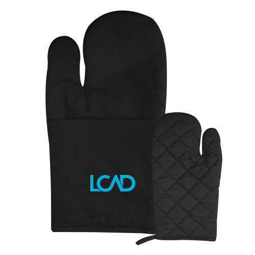  Quilted Canvas Black Oven Mitt - Primary Mark