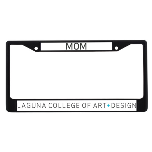  Mom Metal License Plate Frame in Black - Centered Lock Up