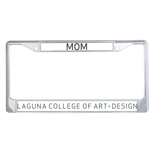  Mom Metal License Plate Frame in Chrome - Centered Lock Up
