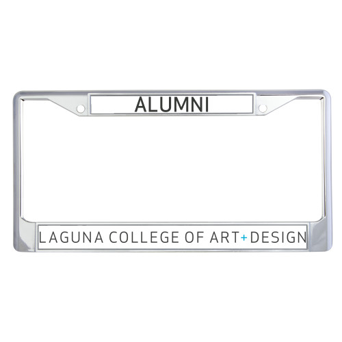  Alumni Metal License Plate Frame in Chrome - Centered Lock Up