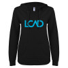 Thumbnail image for  ENZA Womens Black V Notch Raw Edge Fleece Hoodie
