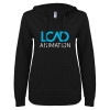 Thumbnail image for  ENZA Womens Black V Notch Raw Edge Fleece Hoodie