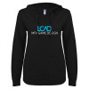 Thumbnail image for  ENZA Womens Black V Notch Raw Edge Fleece Hoodie