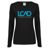 Thumbnail image for  Womens Black Long Sleeve V Neck Tee 