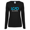 Thumbnail image for  Womens Black Long Sleeve V Neck Tee 
