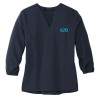 Thumbnail image for  Mercer + Mettle Womens Navy 3/4 Sleeve Crepe Blouse