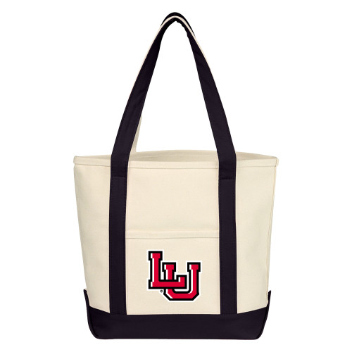 Lamar Cotton Canvas Natural/Black Tote Bag