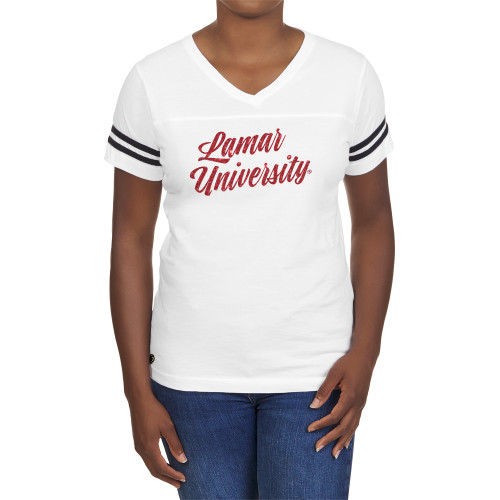 Lamar Fall Rush Ladies White 60/40 Football Tee