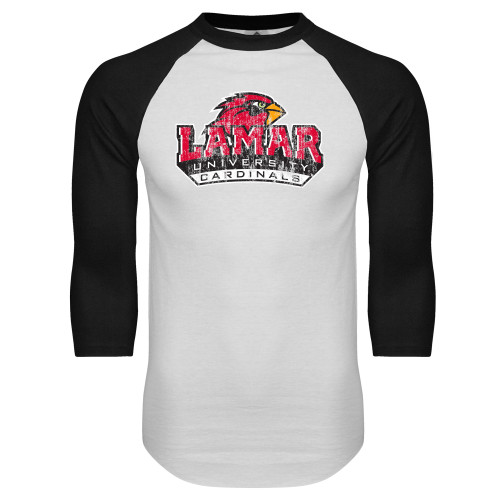 Lamar White/Black Raglan Baseball T Shi