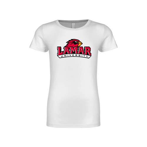 Lamar Next Level Girls White Fashion Fit T Shi