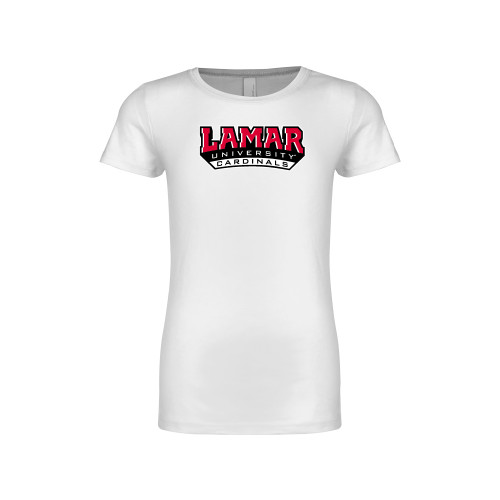 Lamar Next Level Girls White Fashion Fit T Shi