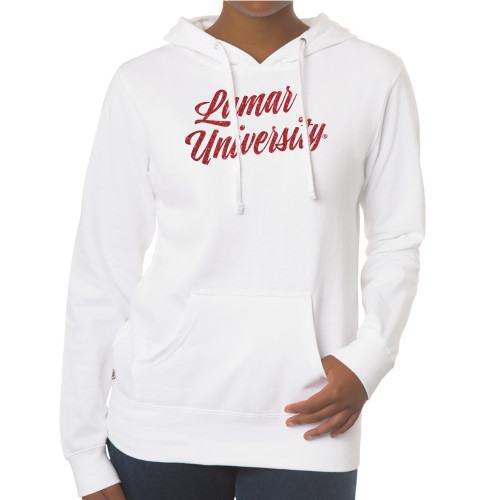 Lamar Fall Rush Ladies 60/40 White Fleece Hoodie