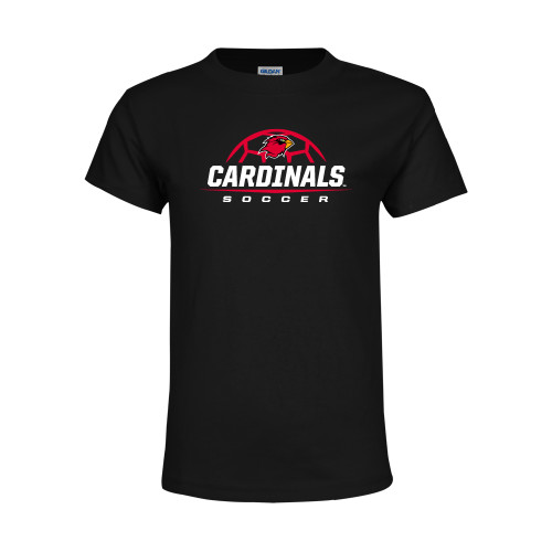  Youth Black T Shirt - Soccer Half Ball Design