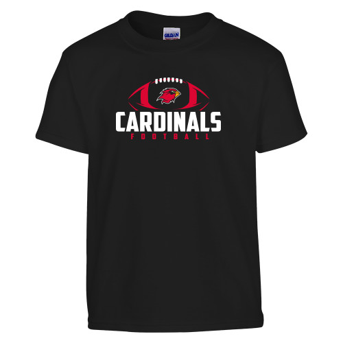  Youth Black T Shirt - Football Stacked Ball Design