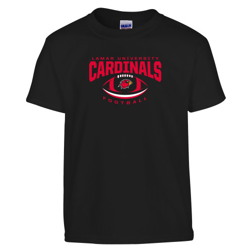  Youth Black T Shirt - Football Arched Over Ball