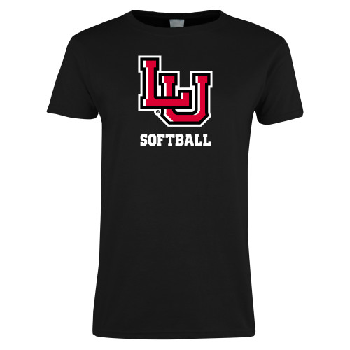  Womens Black Short Sleeve Tee - Softball