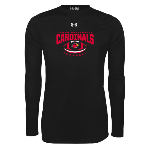  Under Armour Black Long Sleeve Tech Tee - Football Arched Over Ball