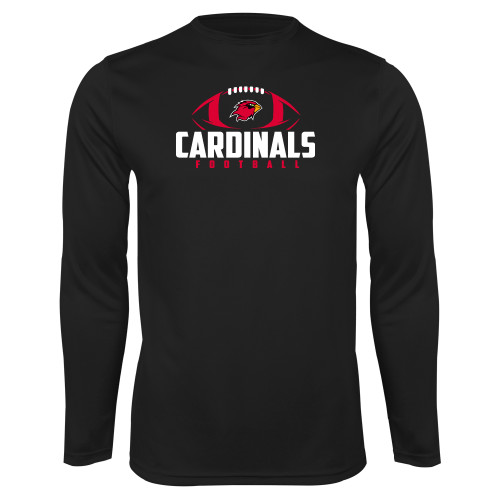  Black Performance Long Sleeve Shirt - Football Stacked Ball Design