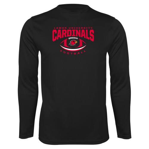  Black Performance Long Sleeve Shirt - Football Arched Over Ball