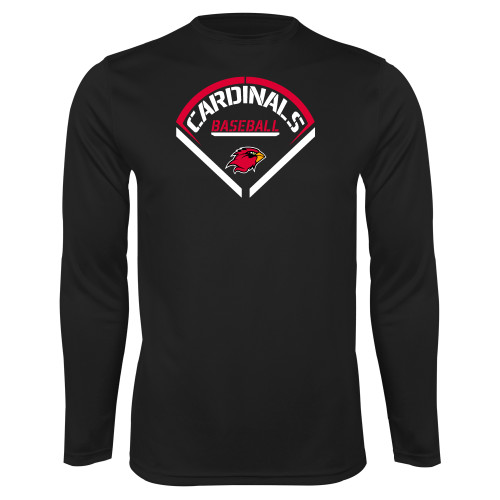  Black Performance Long Sleeve Shirt - Baseball Geometric Plate